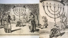 Judaica, Chandelier Menorah Synagogue 17th century Engraving