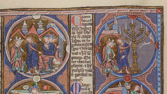 Biblia sacra moralisata. Biblical emblems menorah, Latin 11560 BnF