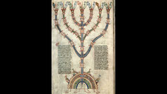 menorah 12th century. Compendium historiae in genealogia Christi by Petrus Pictaviensis