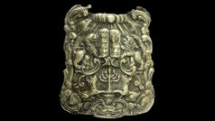 Silver Torah Shield from Ukraine with menorah, lions, 18th century