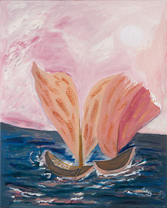 Boote Segel Meer Himmel rosa Liebe Romantik