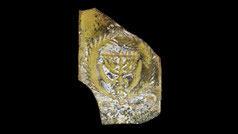 2. bis 4. Jahrhundert. Ein altes jüdisches Glasfragment mit siebenarmiger Menora
