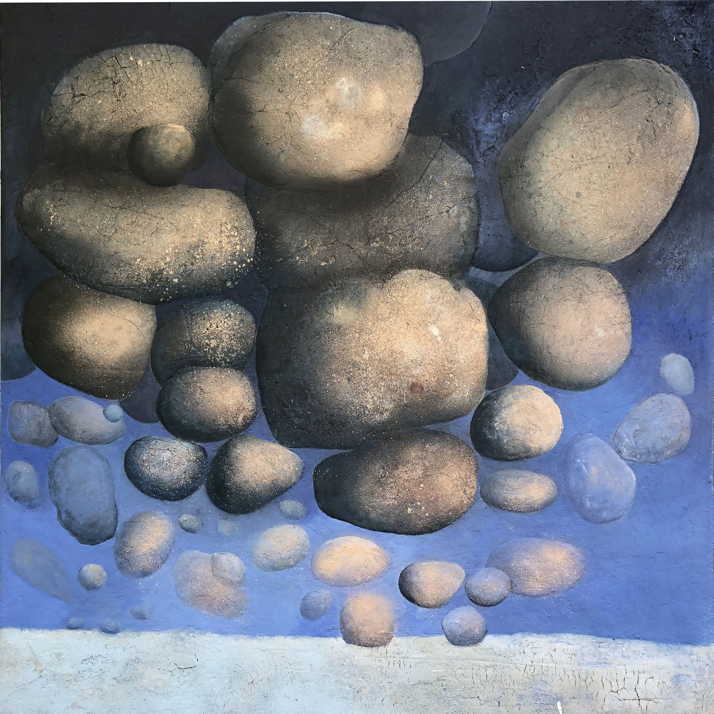 Fliegende Steine | Mischtechnik auf Leinwand | 110 x 110 cm