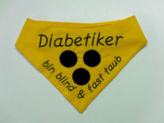 Blindenhalstuch mit Zusatz Diabetiker,Blinden Logo, blinder Hund, Halstuch für blinden Hund