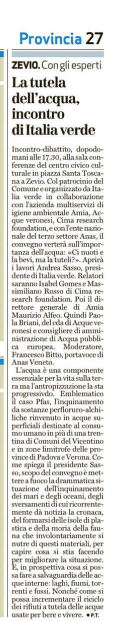 Dal quotidiano l'Arena del 15/03/2018.