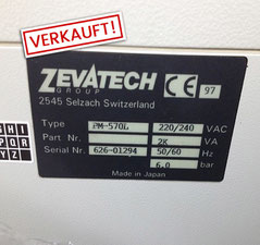 Zevatech PM-570 SMT Pick & Place-Maschine Typenschild
