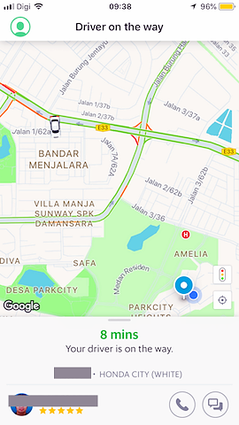 driver on the way grab app