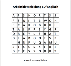 Arbeitsblatt Kleidung auf Englisch