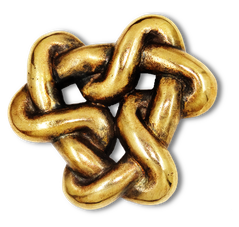 Schmuckanhänger in Form eines Knotens.  Schmuckanhänger Bronze. Bronze Schmuck. Knoten aus Metall.