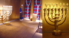 Tour of the Tabernacle in the Wilderness in Eureka Springs with golden menorah