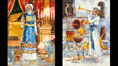 High priest menorah Maryna Kriuchenko, illustration ancient Palestine