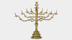 Brass Menorah Polish Hebrew inscription