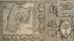 King James Bible 1611 menorah, map Jerusalem Canaan