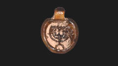 amber-colored glass pendant menorah