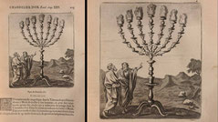 French illustrated bible menorah. Bible illustrée, Lemaistre de Sacy. L'histoire du Vieux et du Nouveau Testament
