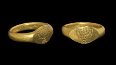 Ancient gold ring menorah candelabra