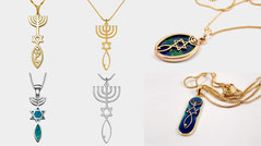 Messianic Seal pendants with menorah, gold and silver