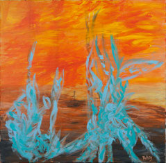 Insel Schiff Orange Hellblau Himmel