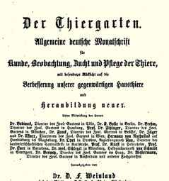 Zeitschrift „Der Thiergarten“, 1. Jahrgang 1864, unter Mitwirkung von „Dr. med. Schlegel in Altenburg“. In Nr. 8,  S. 168, ist die Berufung von Dr. Schlegel zum Direktor veröffentlicht worden.