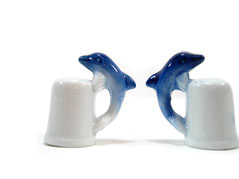 Dedal de porcelana delfín azul