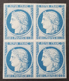 Bloc de 4 timbres classiques soumis à estimation