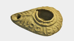 Ancient Terracotta Byzantine Christian oil lamp menorah
