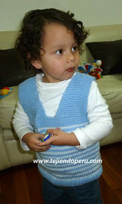 chaleco con cuello en V para niños - knitted vest for kids