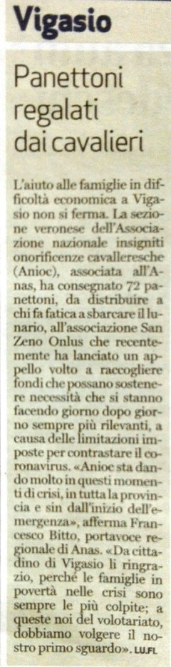 Dal quotidiano l'Arena del 16/4/2020