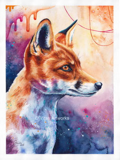 ausdrucksstarkes Portrait von einem Fuchs - Aquarell Original
