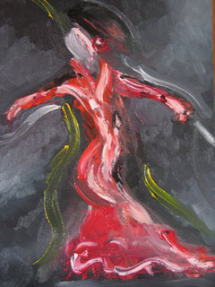 Flamenco - Peinture à l'huile - 30 x 40