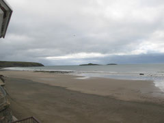 Blick vom Hotelzimmer auf den Strand