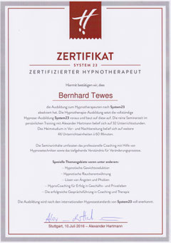 Zertifikat Hypnotherapie System23