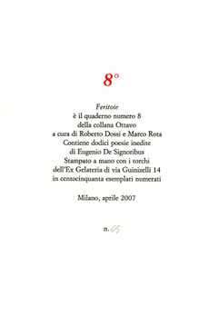 colophon stampato a due colori numerato