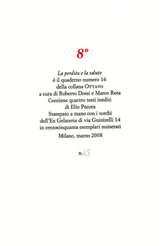 colophon stampato a due colori numerato