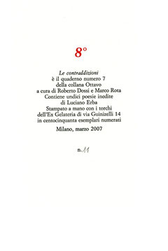 colophon stampato a due colori numerato