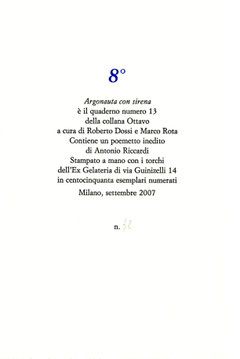 colophon stampato a due colori numerato