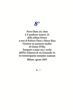 colophon stampato a due colori numerato