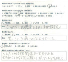 中央区　M様よりｱﾝｹｰﾄ回答　ﾏｽﾀｰﾄﾞﾘﾌｫｰﾑ