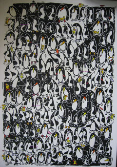 "Wer wird zum Pinguin des Jahres gewählt ?", Acryl auf Leinwand, 70/100 cm, September 2004