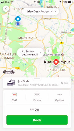 book a ride with grab app