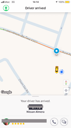 driver arrived grab app