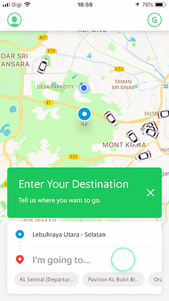 enter your destination on grab app