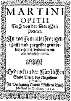 Titelblatt: "Buch von der deutschen Poeterey"