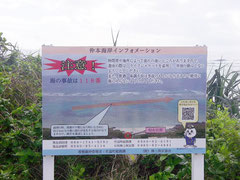 多発する海難事故の未然防止を図ろうと看板を設置した(写真提供・石垣海上保安部)=仲本海岸