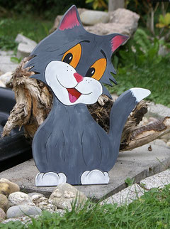 Deko Katze Holz bemalt