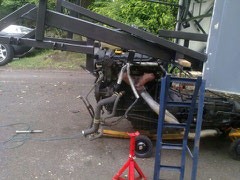 Engine under the car on home made trolley