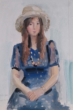 あの娘 4号 水彩 (天満屋倉敷店 美術画廊6月3日~9日パピエ展出品予定)