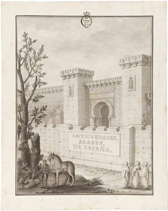  Dibujo preparatorio para la portada de la primera parte de Antigüedades Árabes de España por Jerónimo Antonio Gil 1787 Museo de la Academia de San Fernando