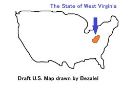 米国ウェストバージニア州の位置。The position of West Virginia in the U.S.