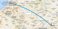 Route van Amsterdam naar Wenen